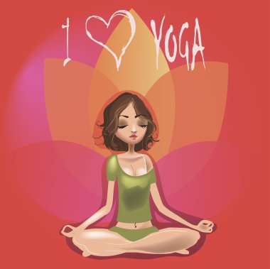 Yoga yapmak genç çizgi film kadın.