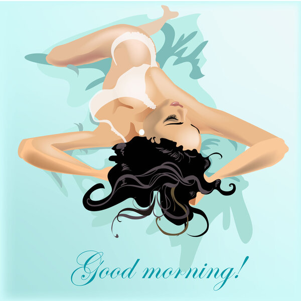 Красивая юная леди в белых трусах. Векторная иллюстрация
.