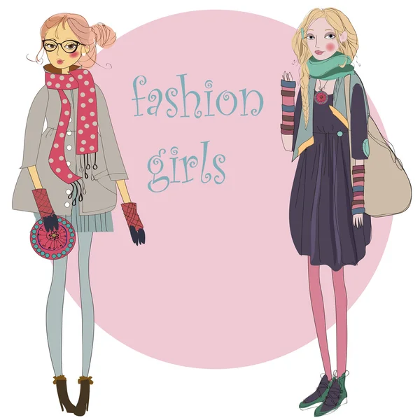 2 fashion girls — Stock Vector