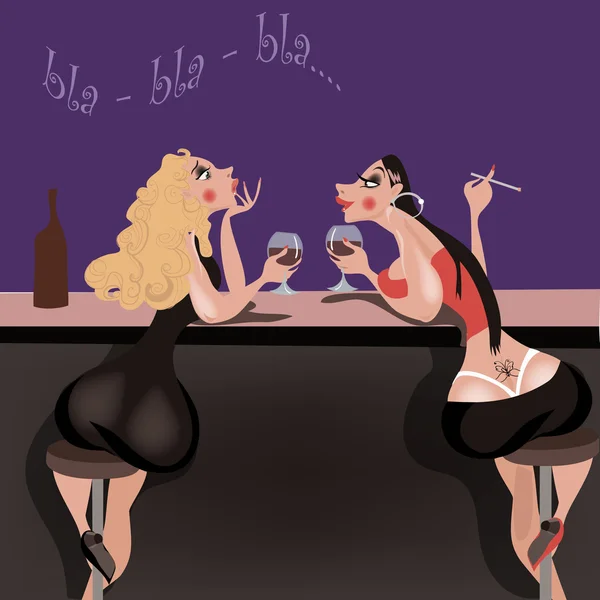 2 ragazze sexy sul bar . — Vettoriale Stock