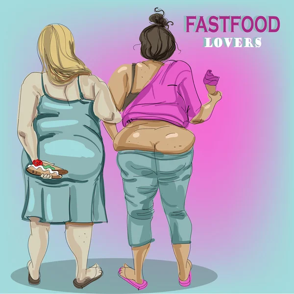 Meninas gordas —  Vetores de Stock