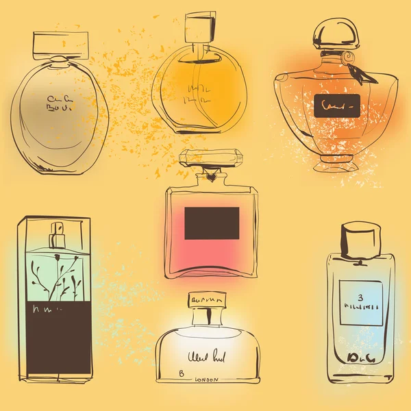 The set of different perfumes. — Stock Vector