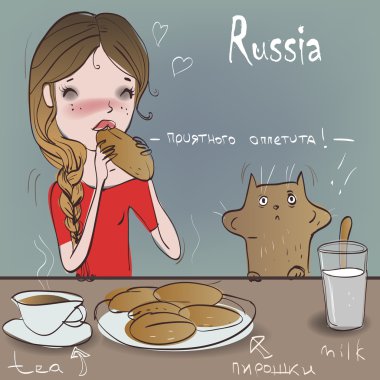 girl with cat (russian cuisine)