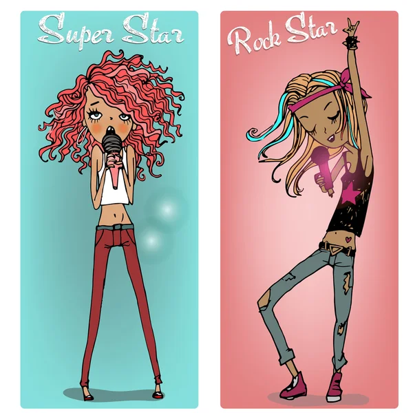 Chicas musicales lindas — Vector de stock