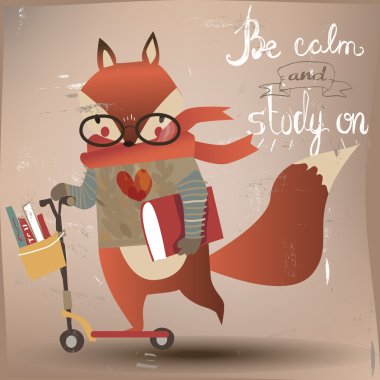 cartoon fox on scooter