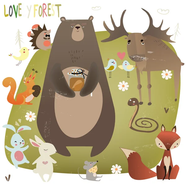 Animales forestales — Vector de stock