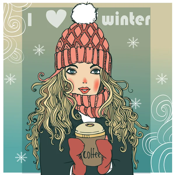 Chica de invierno — Vector de stock