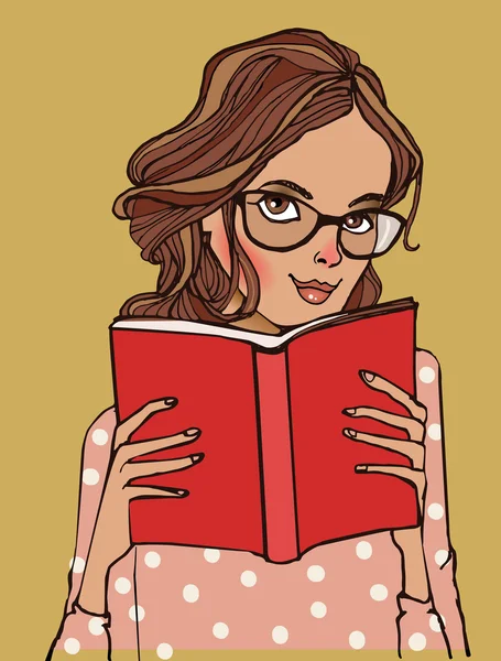 Retrato de mujer joven con libro — Archivo Imágenes Vectoriales