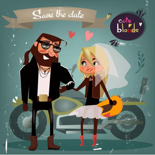 Bonito cartoon casamento casal —  Vetores de Stock