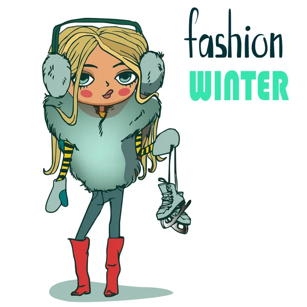 Симпатичная зимняя девочка — стоковый вектор