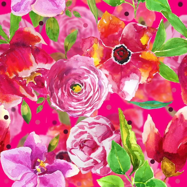 Шаблон с акварелью цветов — стоковое фото