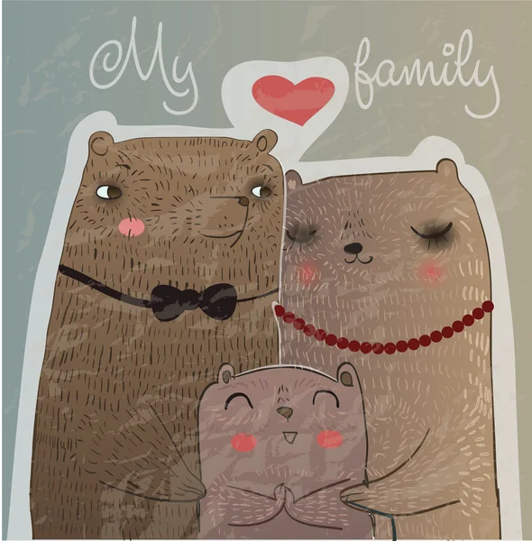 Famiglia di orsi carino — Vettoriale Stock