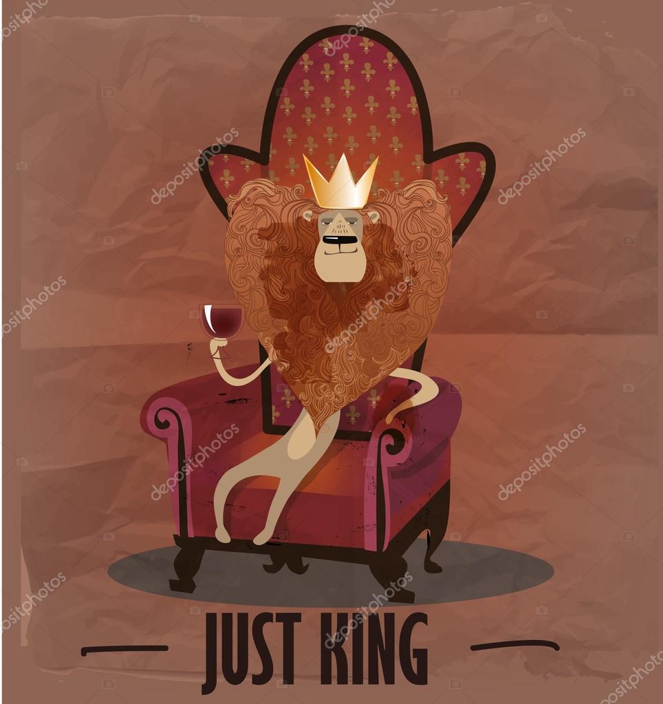 Cartoon lion on armchair,vector