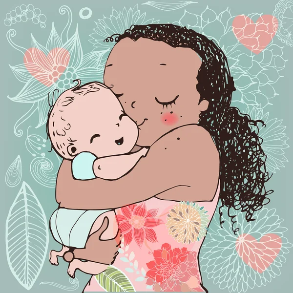 Linda mamá con niño — Archivo Imágenes Vectoriales