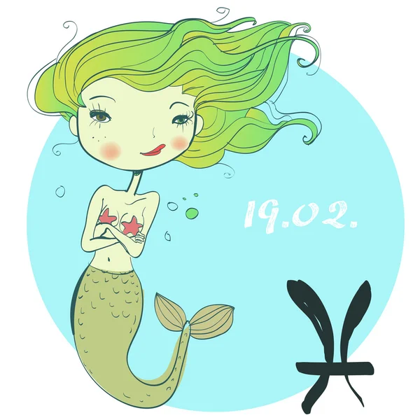 Sirena con signo de horóscopo — Vector de stock