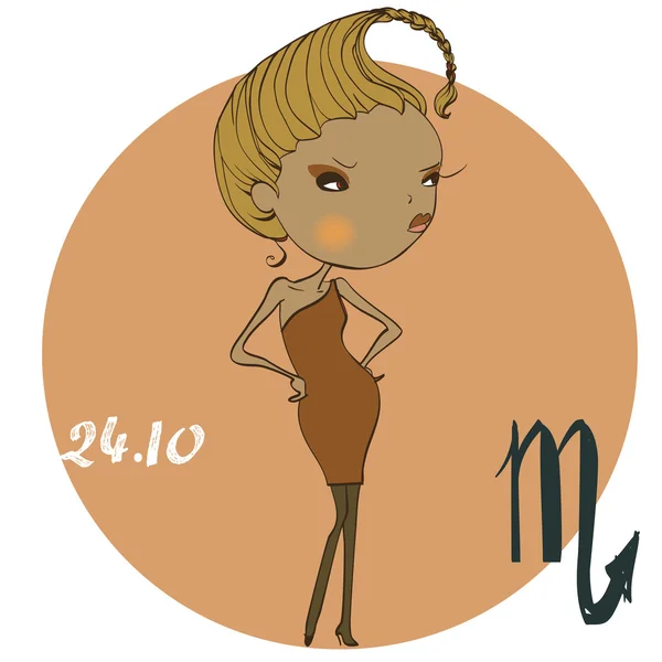 Fille avec signe horoscope — Image vectorielle