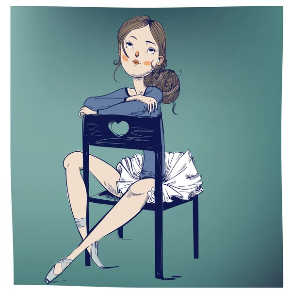 Mano disegnato ballerina ragazza — Vettoriale Stock