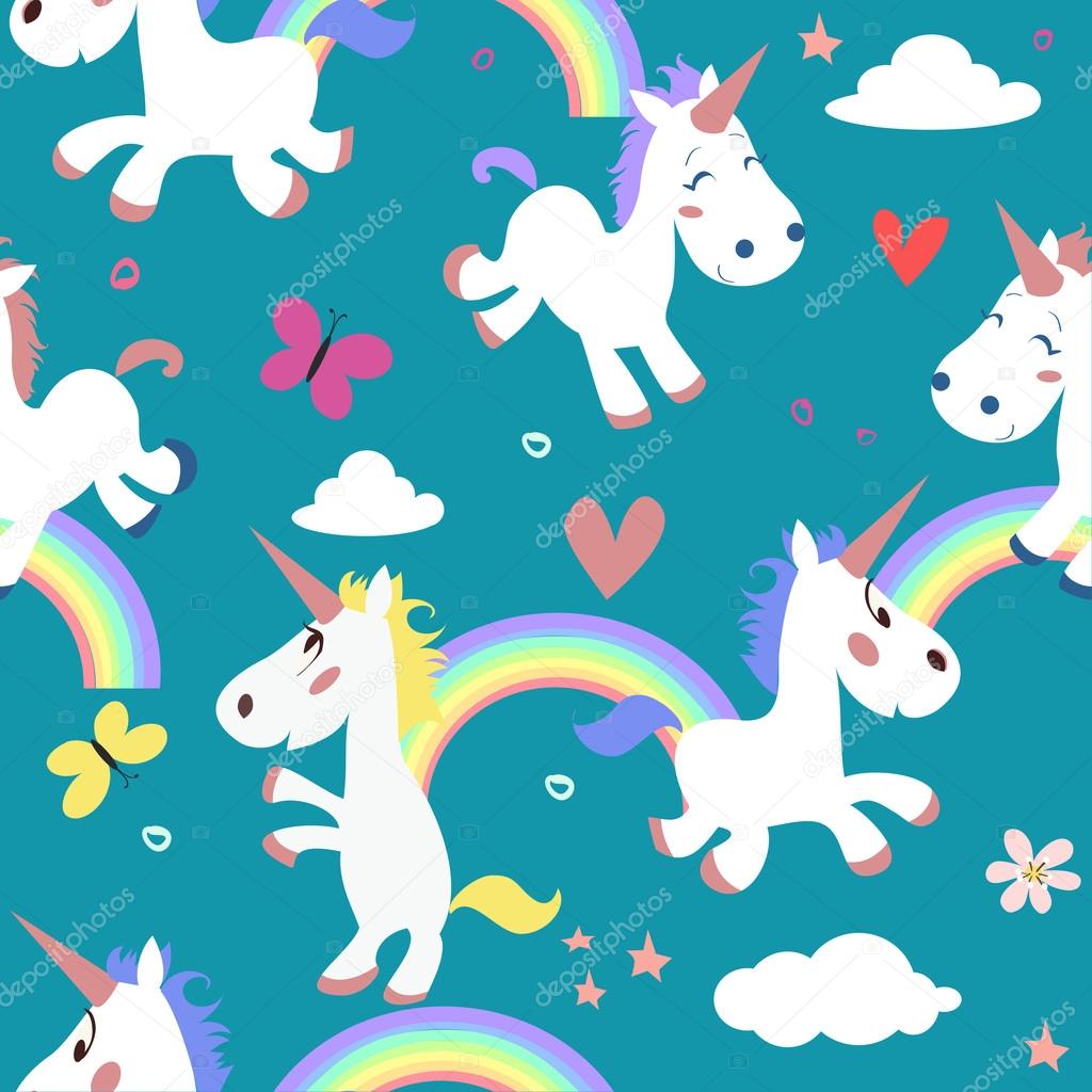 pattern with cartoon unicorns