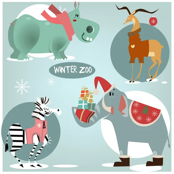 Wilde dieren in winterkleren — Stockvector