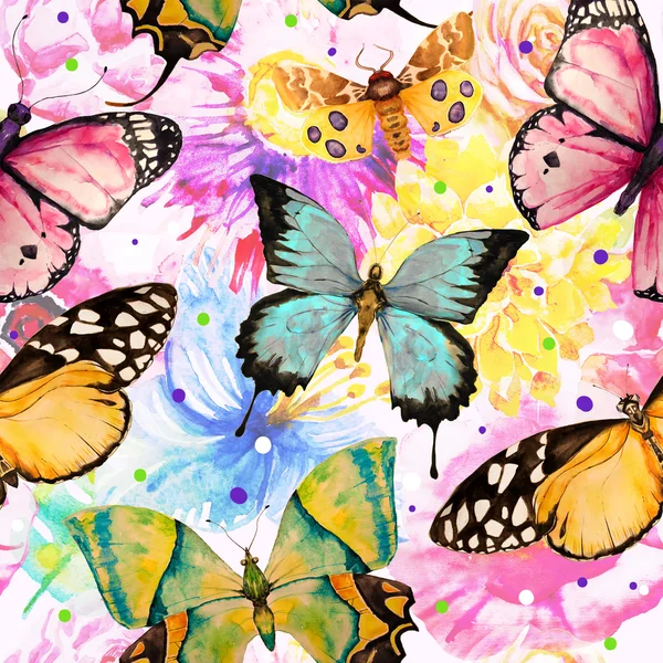 Aquarel butterfies patroon — Stockfoto