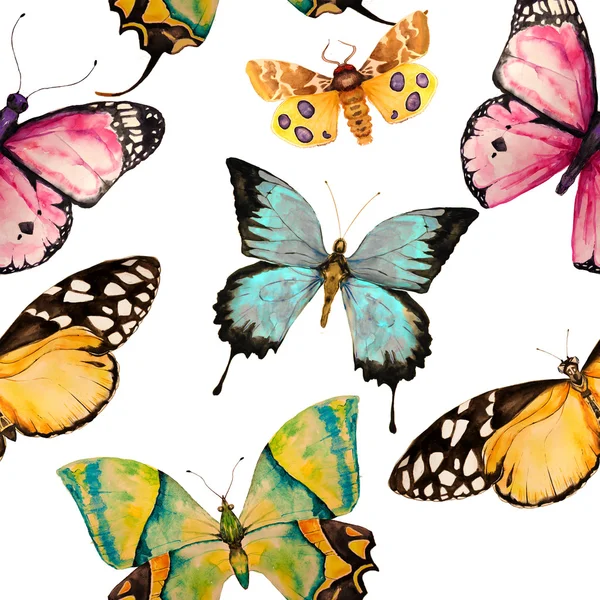 Watercolor butterfies pattern — Stock Photo, Image