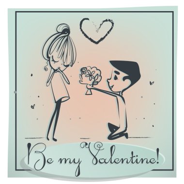 erkek ve kız ile Sevgililer günü kartı.