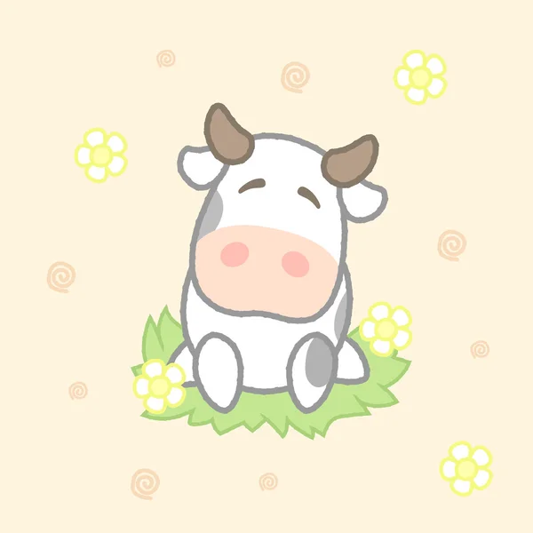 Vaca linda, dibujo para niños.Ilustración vectorial . — Vector de stock