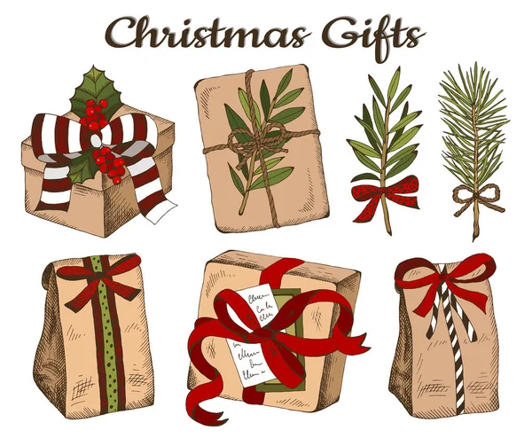 Free Vector  Assortment of hand-drawn christmas gifts