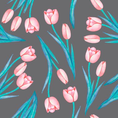 Renkli lalelerle çizilmiş suluboya el resmi. Klasik kart, düğün davetiyesi tasarımı, çiçekli özgeçmiş. Bahar, egzotik, tropikal. Çin ve Japon tarzı..