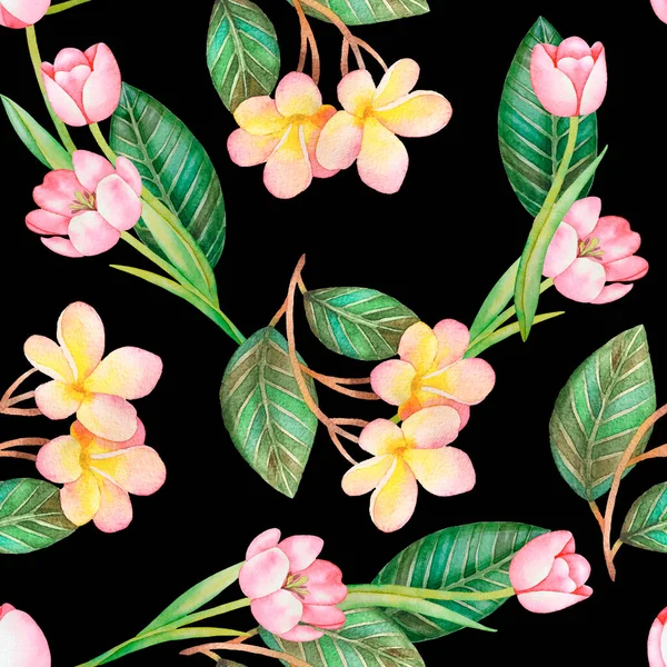 Ілюстрація Акварельних Руків Барвистими Весняними Квітами Ботанічне Мистецтво Жіночий День — стокове фото