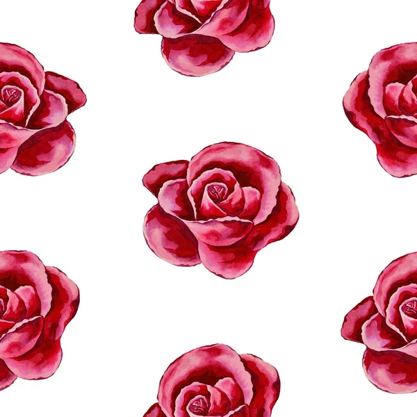 Ilustración Del Patrón Acuarela Dibujado Mano Con Rosas Rosadas Colores — Foto de Stock