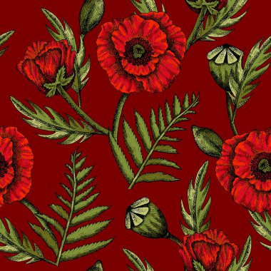 Bahar gelinciği çiçekleriyle çizilmiş suluboya el resmi. Yaz ya da bahar geçmişi. Düğün davetiyesi, kartpostal. Romantik çiçek arkaplanı. Tekstil. Klasik, Retro.