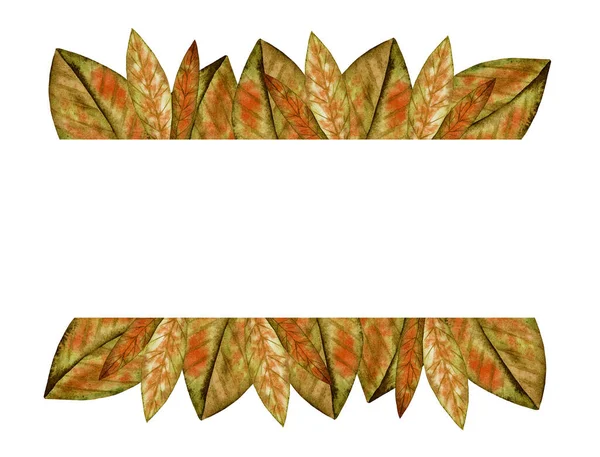 Иллюстрация Акварели Ручной Работы Красочными Осенними Листьями Тропический Экзотический Фон — стоковое фото
