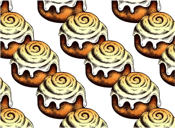 Малюнок Скітч Коричневими Рулонами Кориці Ізольований Білому Тлі Пекарня Пекарня — стоковий вектор