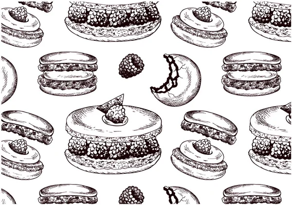 Beyaz arka planda izole edilmiş ahudududulu kibrit çayın elle çizilmiş şekli. Kurabiye, kibrit çayı, tatlı yemek. Menü, kafe, ambalaj için duvar kağıdı. Vektör illüstrasyonu