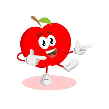 Simge pozu ve ifade tarzıyla Apple logo maskotu vektörü