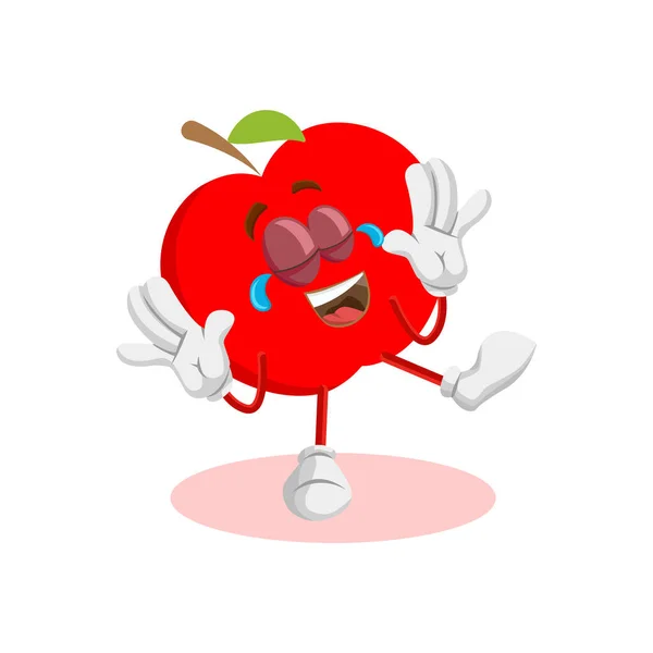 Simge pozu ve ifade tarzıyla Apple logo maskotu vektörü
