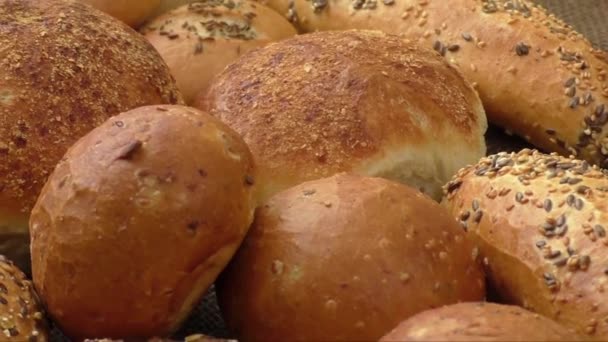 Varietà di pane fresco a sacco — Video Stock