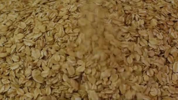 Copos de avena fondo, vista superior — Vídeo de stock