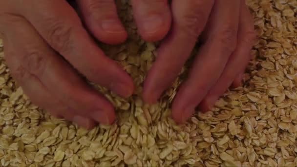 Copos de avena fondo, vista superior — Vídeo de stock