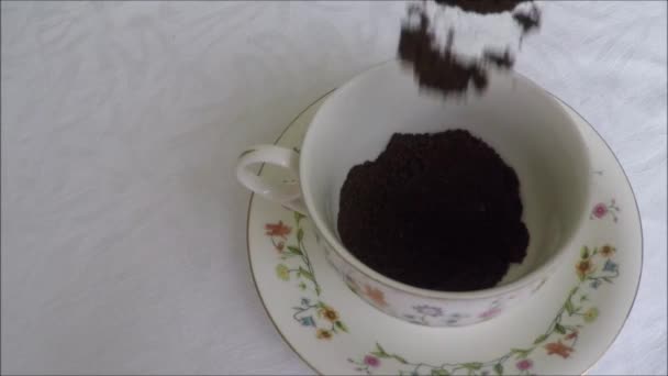 Кава на столі — стокове відео