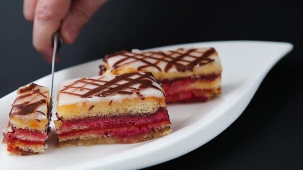 Bolo de ponche rosa doce — Vídeo de Stock