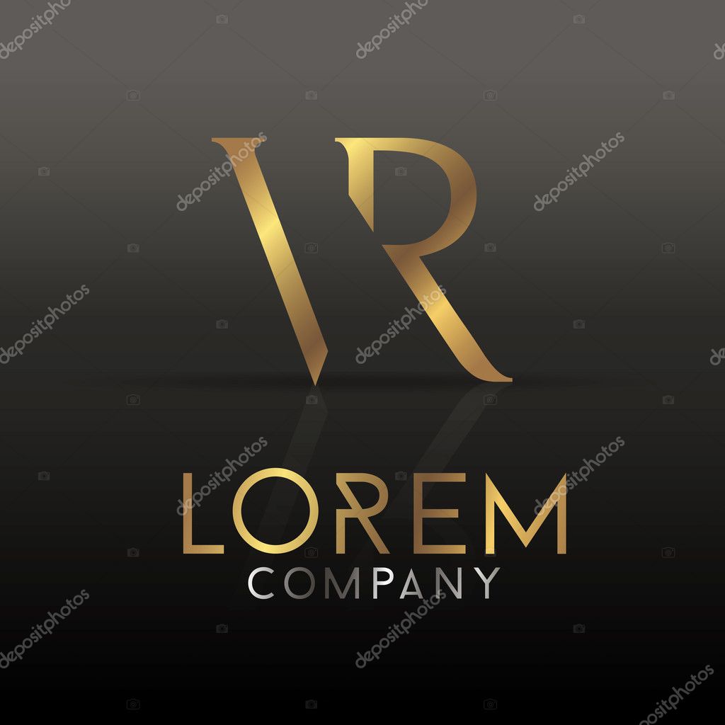 Elegant minimal letter symbol. Alphabet V and R logo design. Vector illustration.