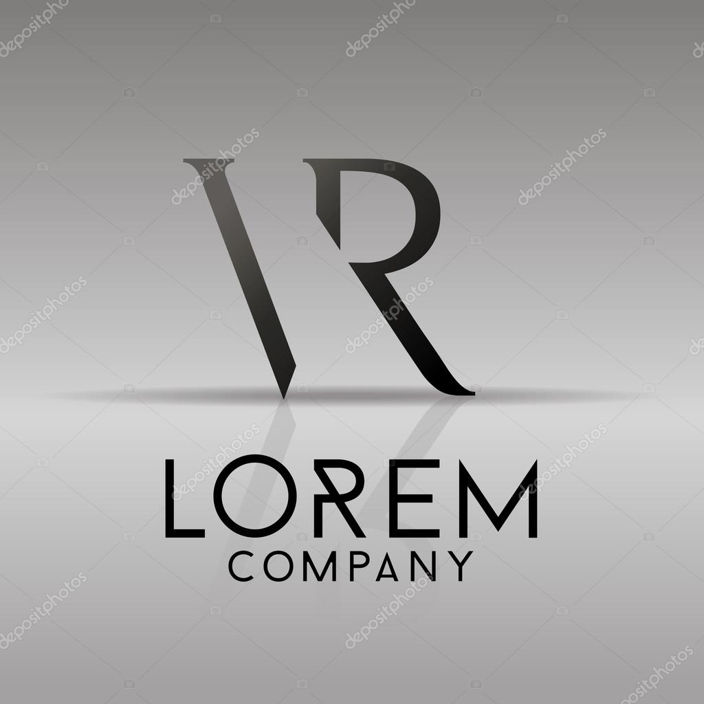 Elegant minimal letter symbol. Alphabet V and R logo design. Vector illustration.