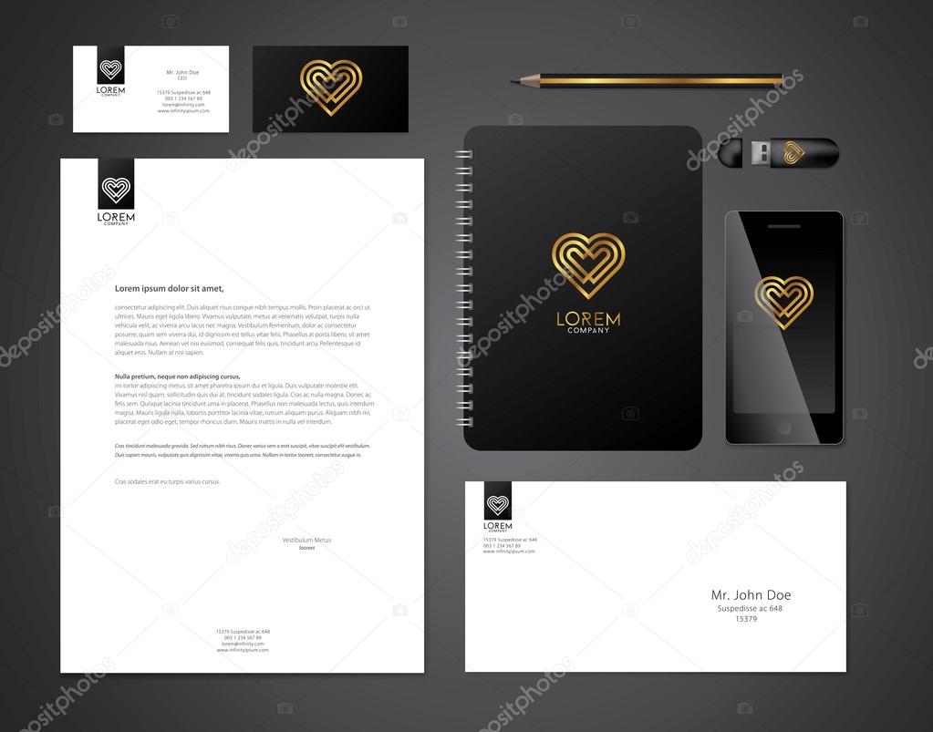 Minimal style heart corporate identity template. Vector illustration.