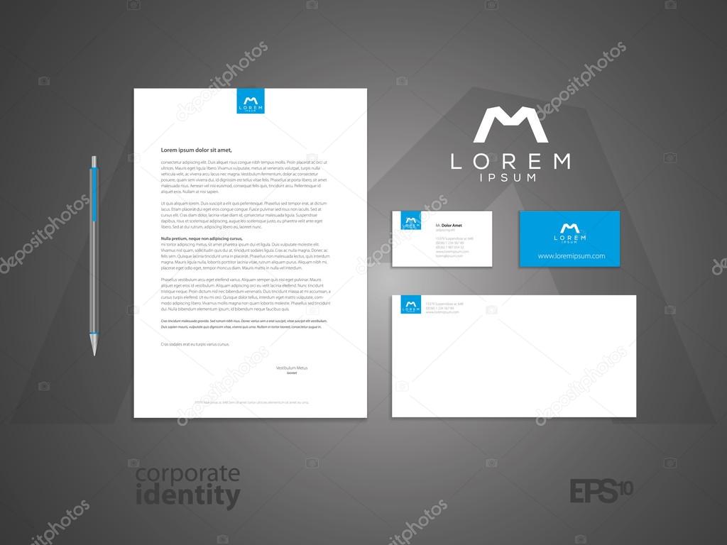 Typographic symbol. Elegant minimal style corporate identity template with logo. Letter envelope and business card design. Vector illustration.
