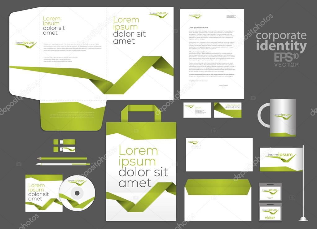 Elegant minimal style corporate identity template with logo. Letter envelope and business card design. Vector illustration.