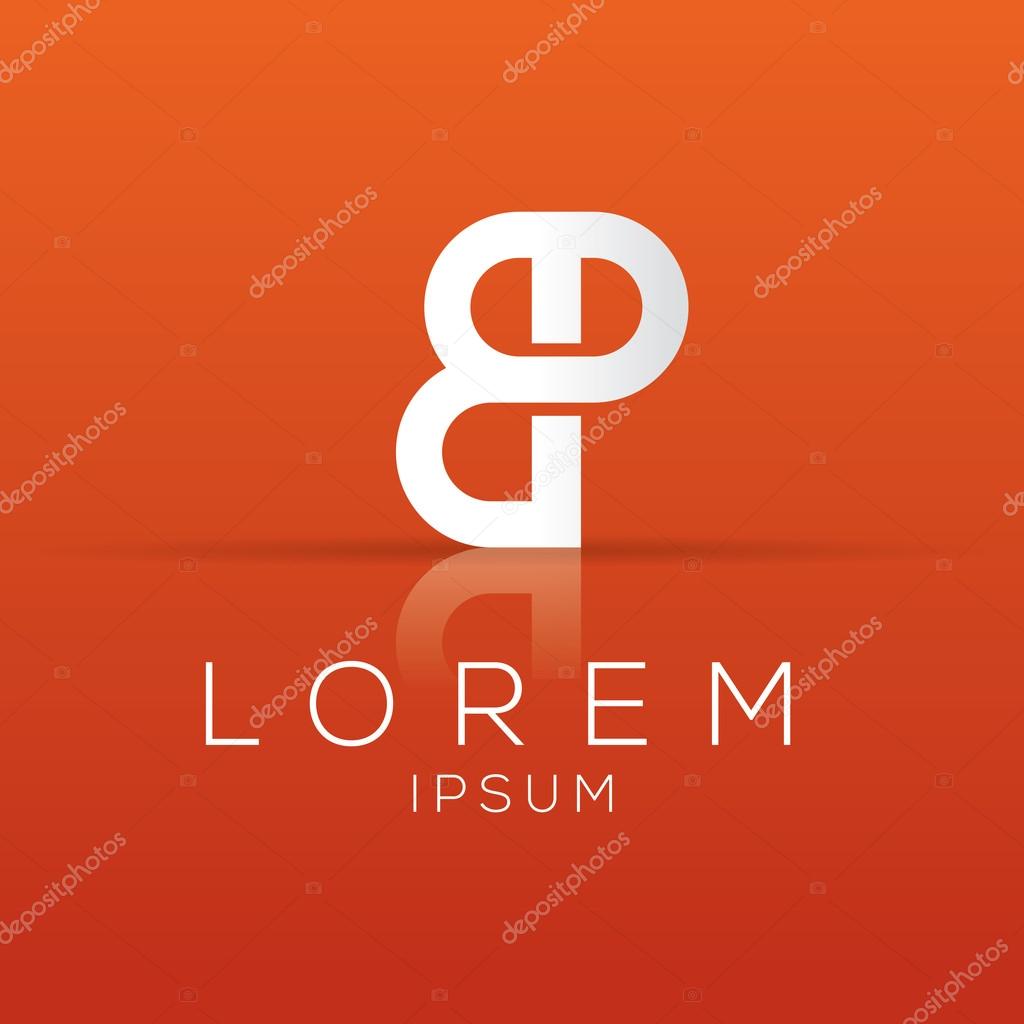 Elegant minimal letters bp symbol with orange background. Alphabet logo design. Vector illustration.