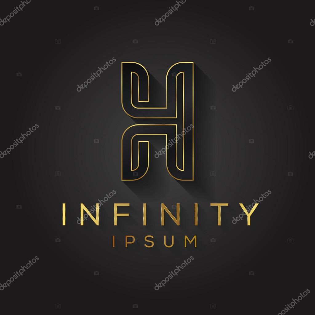 Elegant black and gold alphabet H letter logo. Vector illustration.