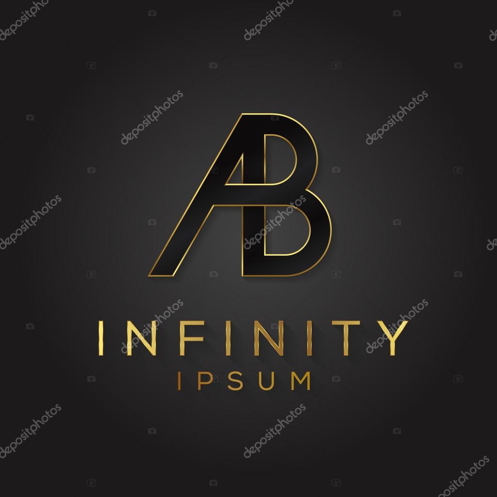 Elegant black and gold alphabet logo. Letter 'A' and '3' or 'B'. Vector illustration.